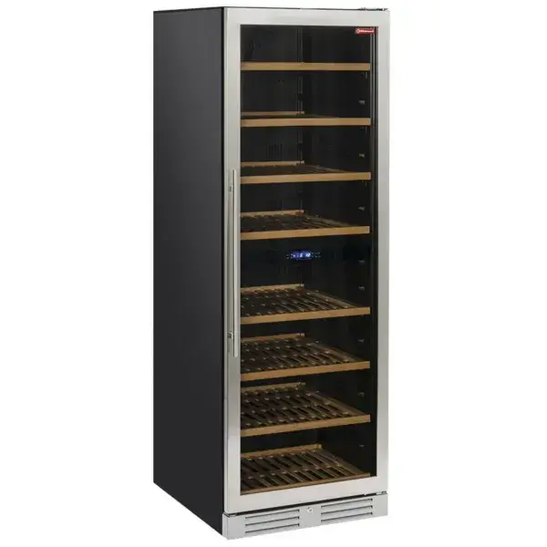 Wijnkast vitrine, geventileerd, roestvrijstalen deur, 470 lt., 2 t°- zwart Lage Kosten