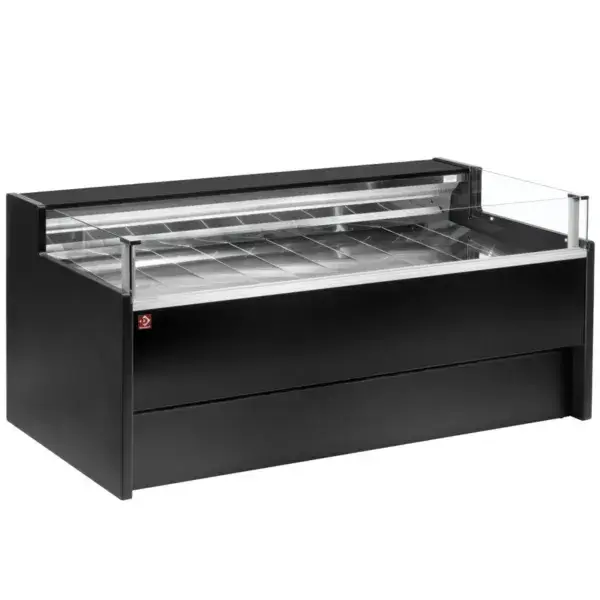 Korting Gekoelde toonbank met glas self-service, geventileerd, , met reserve - zwart