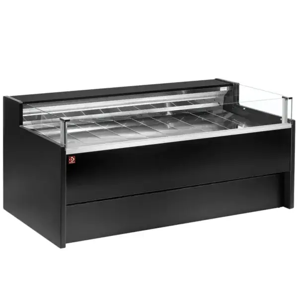 Actieprijs Gekoelde toonbank met glas self-service, geventileerd, , met reserve - zwart