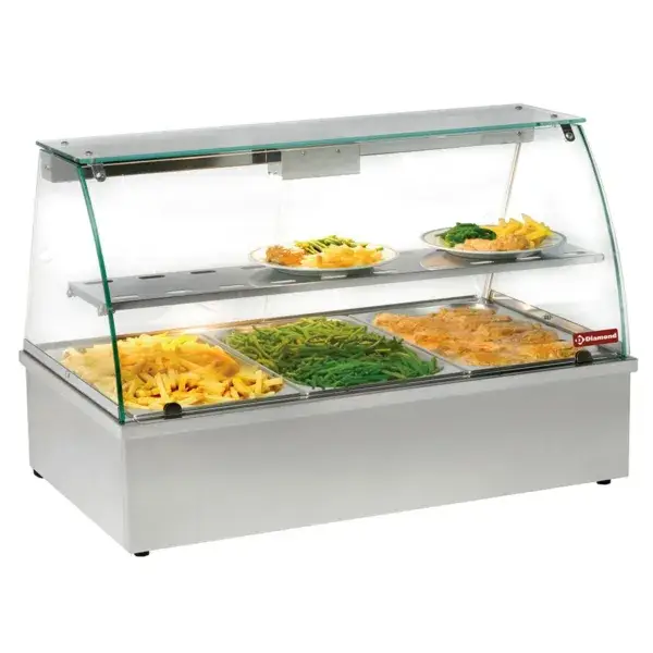 Koop Online Warmvitrine, bain-marie 3 gn 1/1, panoramisch