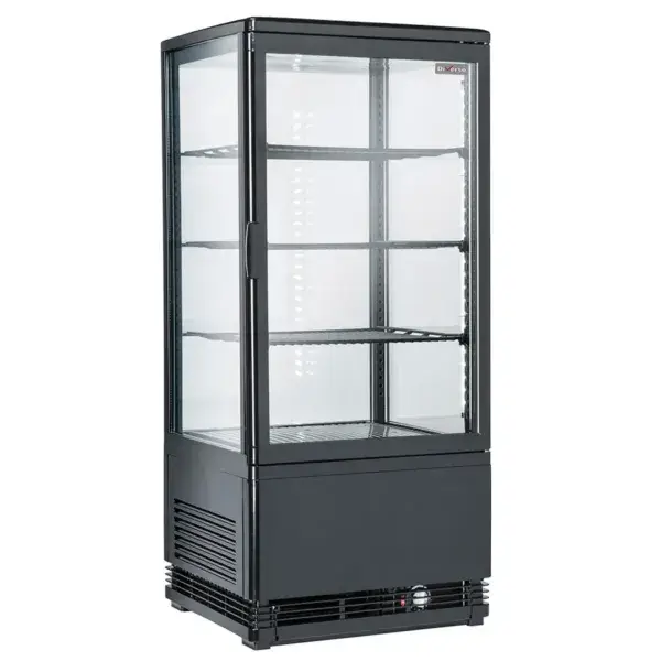 Gratis Retour Vitrine tafelmodel geventileerd, 4 glazen zijden, 4 niveau, 80 litres - "zwart"