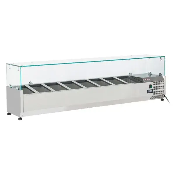 Gekoelde opzetstructuur 8x gn 1/4 - 150 mm, met glasopbouw Shop Nu
