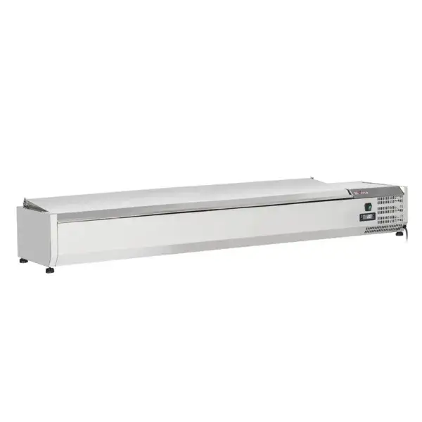 Gekoelde opzetvitrine 8x gn1/4 - 150 mm, met r.v.s. deksel Weekendaanbieding