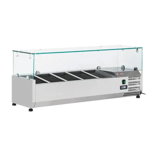 Premium Gekoelde opzetstructuur 5x gn 1/4 - 150 mm, met glasopbouw