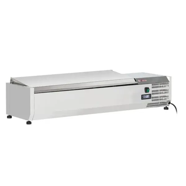 Gekoelde opzetvitrine 5x gn 1/4 - 150 mm, met r.v.s. deksel Weekendaanbieding