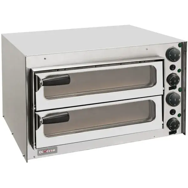 Pizza oven 350 mm, met glazen deurtje, met dubbele kamer Koop Online
