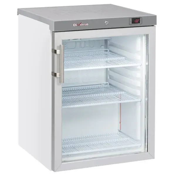 Koelkast geventileerd, glazen deur, 200 liter - wit Hoge Kwaliteit