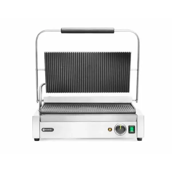 Hendi Contactgrill Panini XL 230V 2700W 548x464x216mm gietijzeren ribbelplaten Beperkte Voorraad