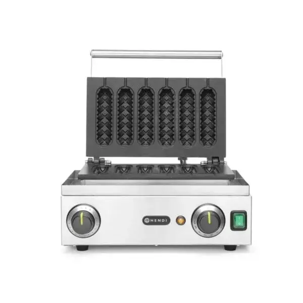 Hendi wafelijzer HE212189 230V 1550W 390x378x229mm 6 corn dog wafels aluminium staal Gecertificeerd