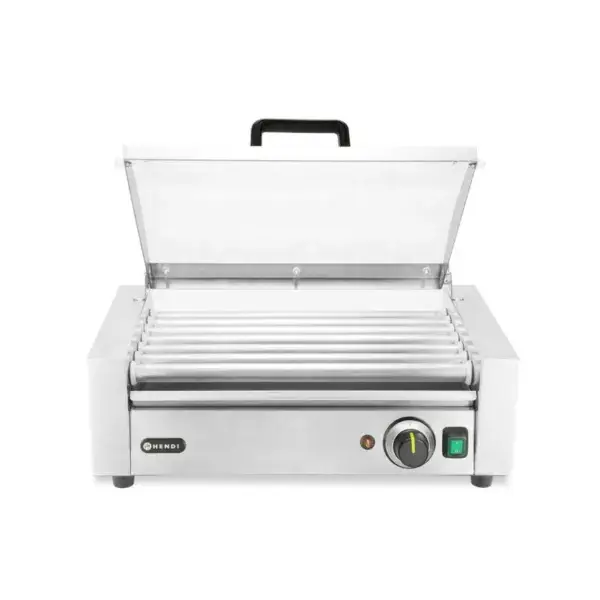 Beperkt Aanbod Hendi worstrolgrill 1-zone 230V 620W met gehard glazen deksel en 7 rollers 566x375x259mm