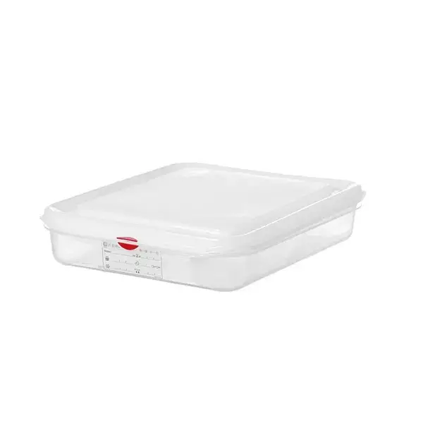 Gn 1/2 container, polypropyleen, hendi, gn 1/2, 4l, transparant, 325x265x(h)65mm, rechthoekig Actieprijs