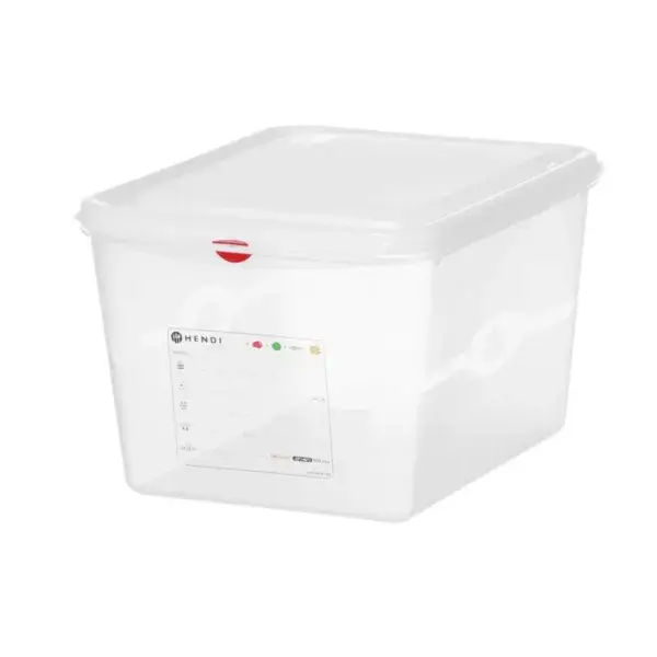 Gn 1/2 container, polypropyleen, hendi, gn 1/2, 12,5l, transparant, 325x265x(h)200mm, rechthoekig Merkproduct