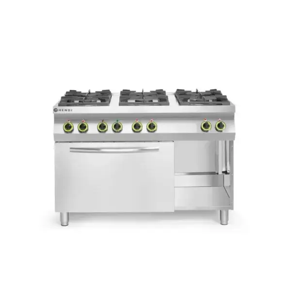 Beperkt Aanbod Hendi Gasfornuis Kitchen Line 6-pits met GN 1/1 convectieoven 230V 28,5kW 1200x722x900mm