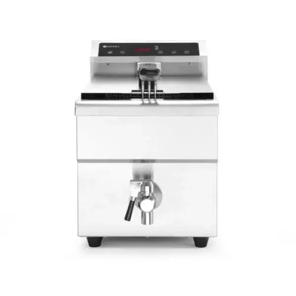 Goedkoop Hendi inductie friteuse 8 liter 230V 3500W lichtgrijs RVS met aftapkraan