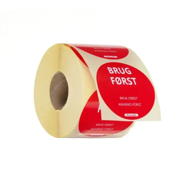 Voedselveiligheidsstickers, multifunctioneel, eenvoudig verwijderbaar, “eerst gebruiken”, hendi, rood, 500 st., ⌀50mm Lage Prijs