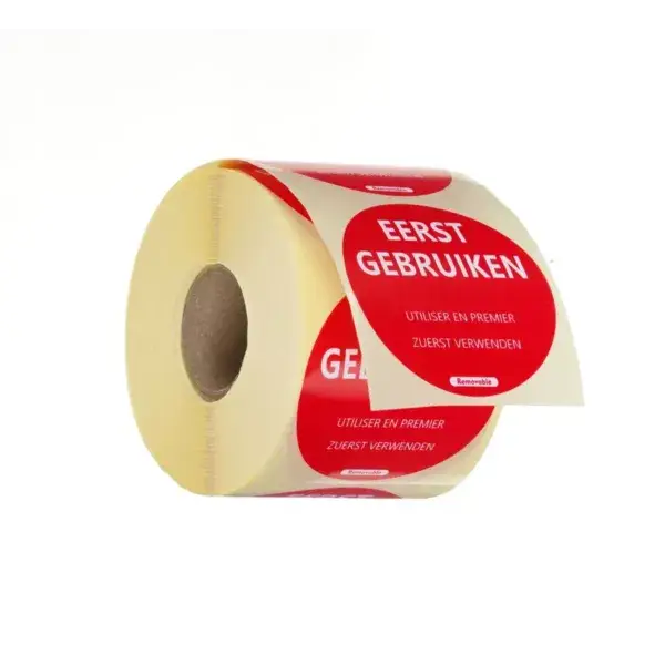 Voedselveiligheidsstickers, multifunctioneel, eenvoudig verwijderbaar, “eerst gebruiken”, hendi, rood, 500 st., ⌀50mm Populair