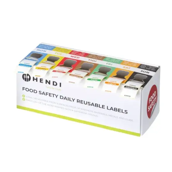 Must-Have Set voedselveiligheidsstickers, multifunctioneel, eenvoudig verwijderbaar, met een dispenser, hendi, 240x80x(h)100mm