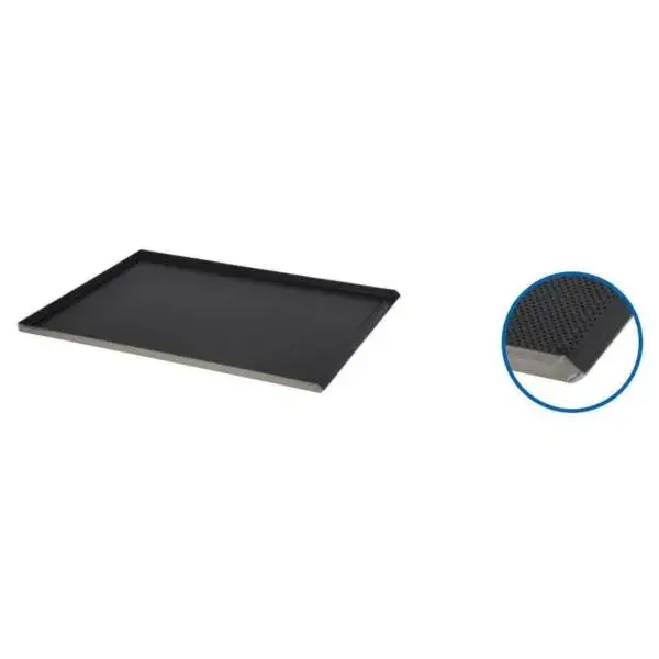 Weekendaanbieding Bakplaat aluminium 600x400x20mm perfo - 3 boorden 90�+1 schuin 1,5mm teflon