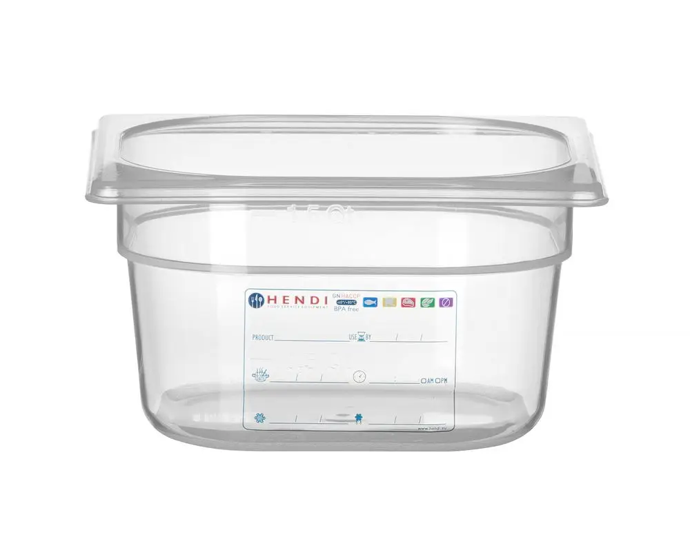 Beperkte Voorraad Container GN 1/6, Hendi, GN 1/6, 1,6L, Transparant, 176x162x(h)100mm