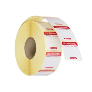 Aanbieding Hendi Voedselveiligheidsstickers | Woensdag | Multifunctioneel | Eenvoudig Verwijderbaar | Rood | 25x25mm | 1000 stuks
