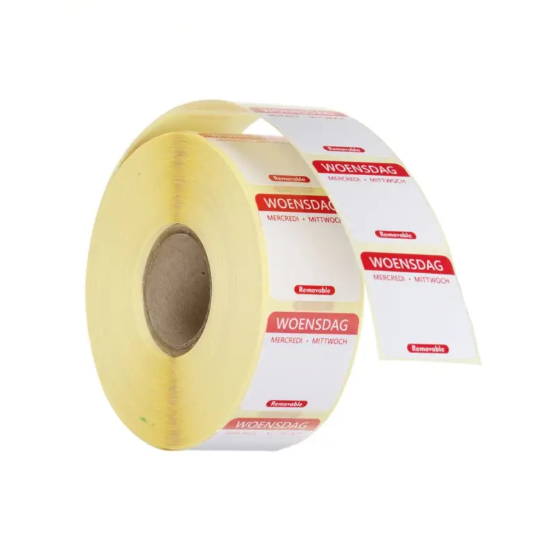 Aanbieding Hendi Voedselveiligheidsstickers | Woensdag | Multifunctioneel | Eenvoudig Verwijderbaar | Rood | 25x25mm | 1000 stuks