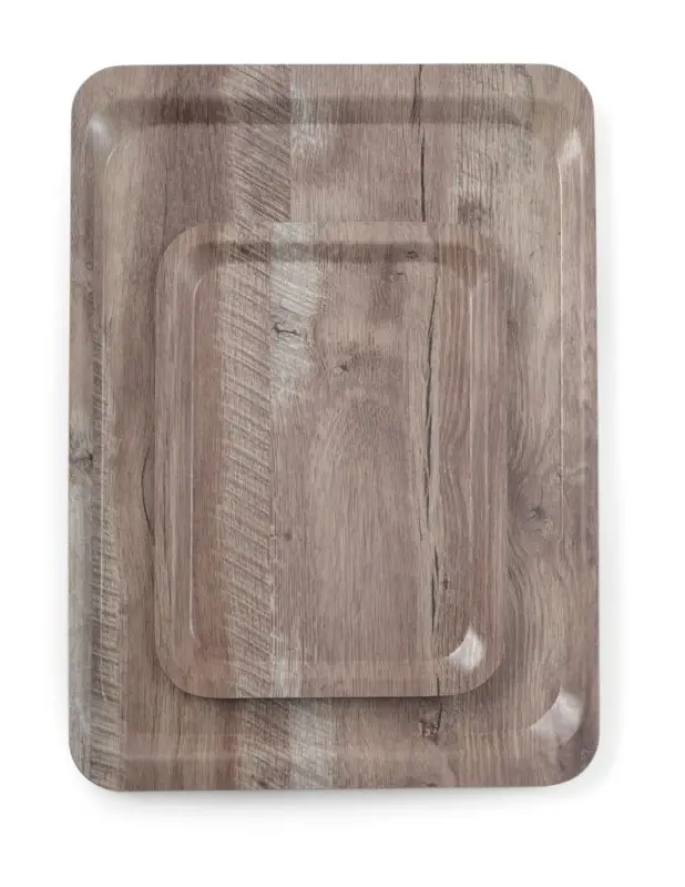 Koop Online Dienblad Van Melamine Met Hout Bedrukking, Hendi, Hout Donker, 370x530mm