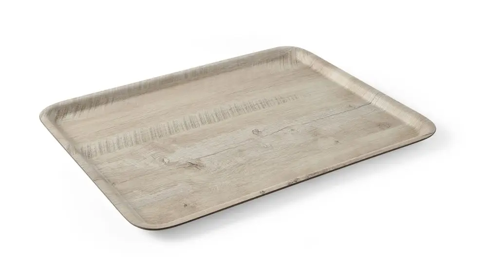 Dienblad Van Melamine Met Hout Bedrukking, Hendi, Hout Licht, 370x530mm Beperkt Aanbod