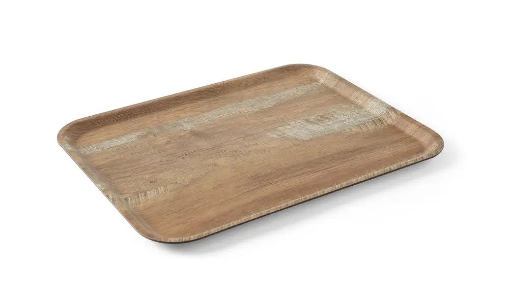 Goedkoop Dienblad Van Melamine Met Hout Bedrukking, Hendi, Hout, 370x530mm
