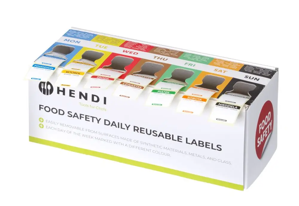 Hendi Set Voedselveiligheidsstickers met Dispenser | Multifunctioneel | Eenvoudig Verwijderbaar | 240x80x100mm Fabrieksprijs