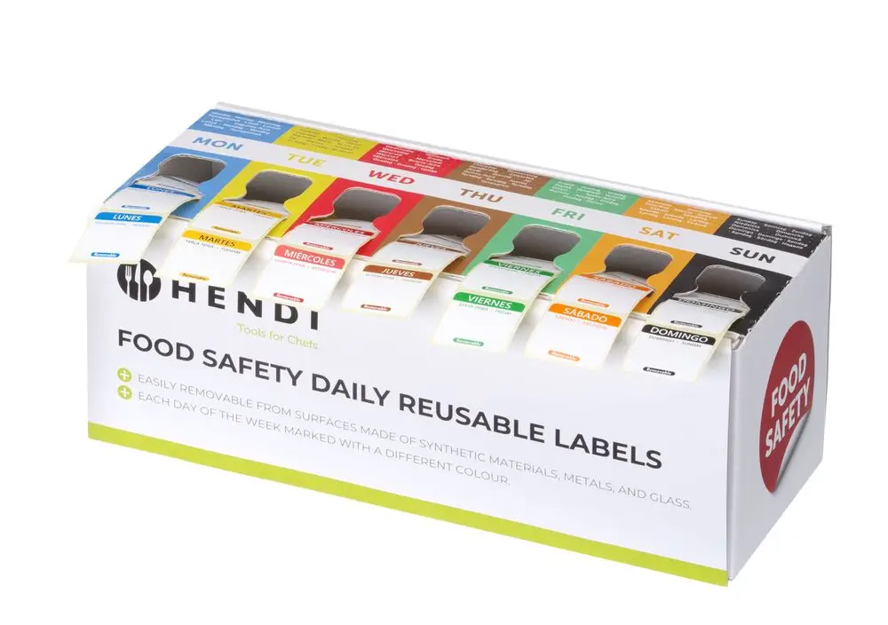 Alleen Vandaag Hendi Set Voedselveiligheidsstickers met Dispenser | Multifunctioneel | Eenvoudig verwijderbaar | 240x80x100mm
