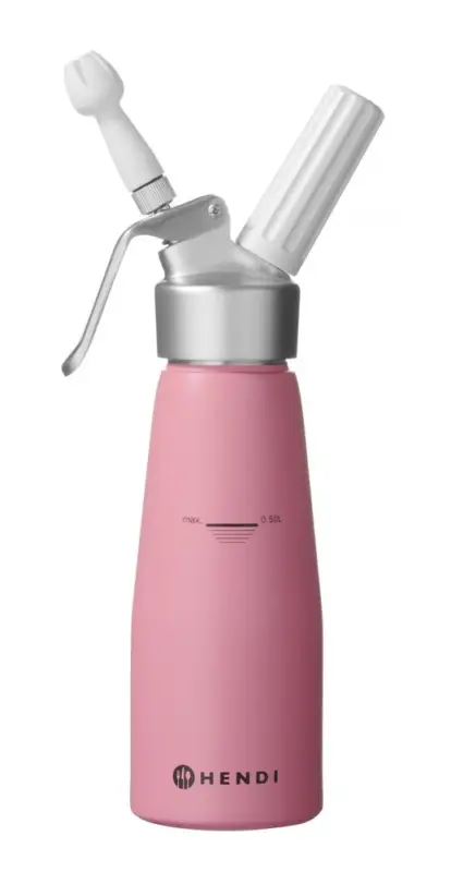 Hendi Slagroomapparaat | 0.5L | Pastelroze | Ø80x260mm Tijdelijk Beschikbaar