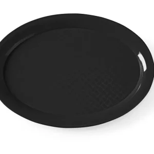 Snelle Levering Polypropyleen Dienbladen, Ovaal, Hendi, Zwart, 265x195x(h)15mm