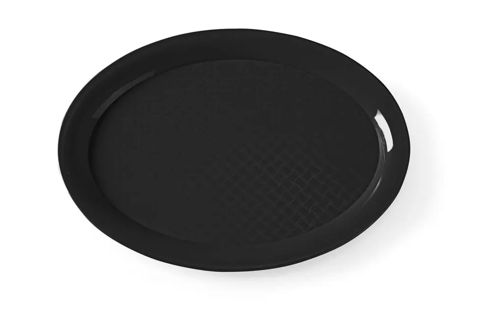 Snelle Levering Polypropyleen Dienbladen, Ovaal, Hendi, Zwart, 265x195x(h)15mm