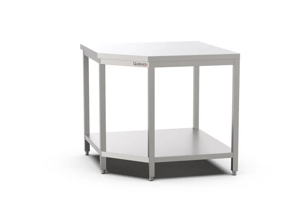 Qusinox Hoek Werktafel | 600 Line | RVS | Bodemschap | 1000x1000x600x900mm Bestel Nu