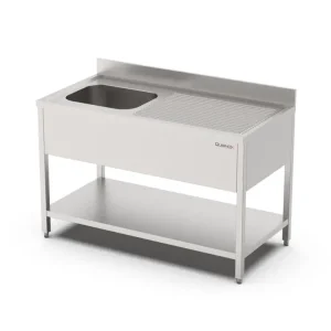 Qusinox RVS Spoeltafel | 700 LINE | 1 Spoelbak Links | Bodemschap | Achterrand | Demontabel | 1000x700x900mm Koopje