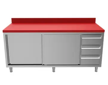 Unninox Snijwerktafel | RVS/polyethyleen | Schuifdeuren + Laden | 1600x700x850/900mm Koop Online