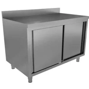 Unninox Werktafel | RVS | Schuifdeuren + Achter Rand | 1500x600x850/900mm Speciale Aanbieding