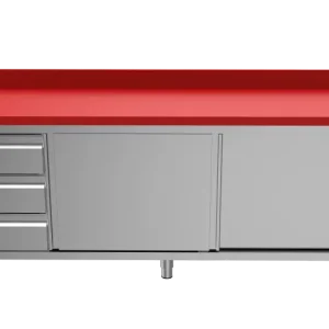 Unninox Snijwerktafel | RVS/polyethyleen | Schuifdeuren + Laden | 2000x700x850/900mm Veilige Betaling