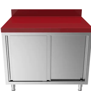 Betrouwbaar Unninox Snijwerktafel | RVS/polyethyleen | Schuifdeuren | Achter Rand | 1500x700x850/900mm