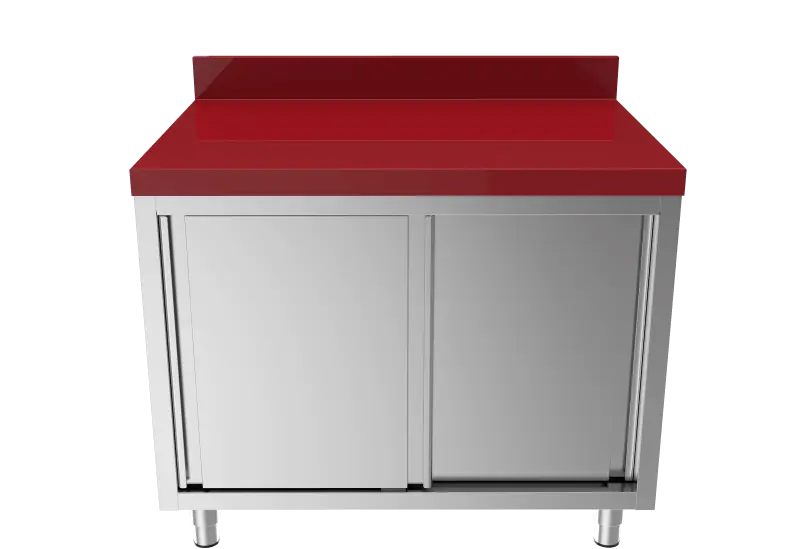 Betrouwbaar Unninox Snijwerktafel | RVS/polyethyleen | Schuifdeuren | Achter Rand | 1500x700x850/900mm